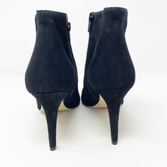 J. Crew Black Suede Stiletto Ankle Booties Women's Sz 10 Side Zip Made in Italy - Picture 4 of 9